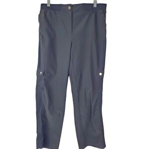 Chicos Womens Zenergy Mesh Trim Ankle‎ Pants Black Athleisure Size M
